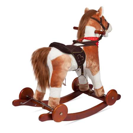 Лошадка-качалка BabyGo с колесами озвученная 46 см