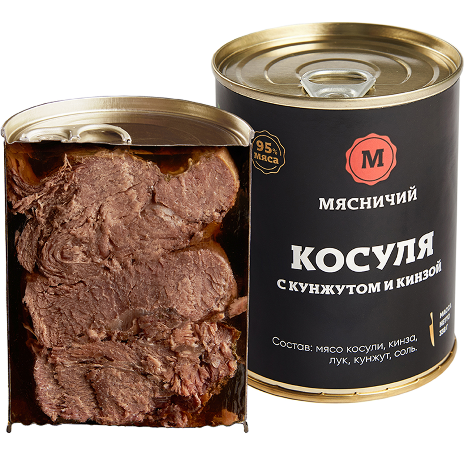 Мясные консервы Мясничий Мясо Косули с луком кинзой и кунжутом Премиум 338г - фото 3