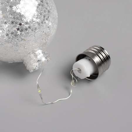 Набор Luazon ёлочных шаров «Звёздочки серебрянные» 3 шт. батарейки 5 LED свечение белое
