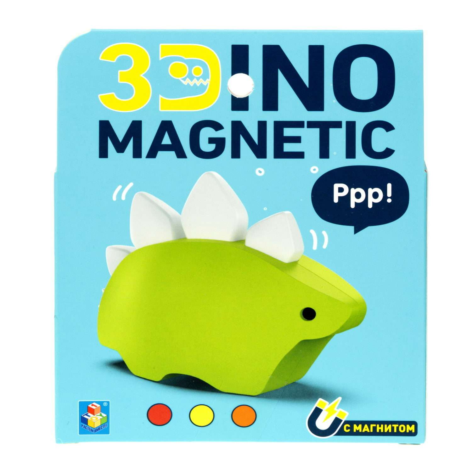 Сборная модель 1TOY 3Dino Magnetic Стегозавр зеленый - фото 1