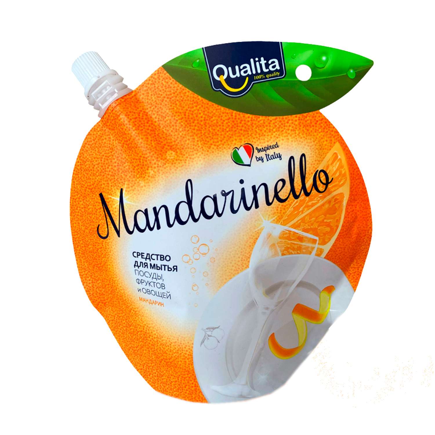 Средство для мытья посуды QUALITA Mandarinello со стикером 450мл - фото 1