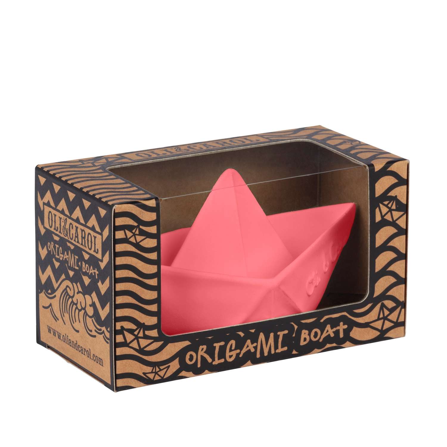Прорезыватель грызунок OLI and CAROL Origami Boat Pink из натурального каучука - фото 2