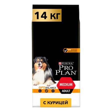 Корм для собак PRO PLAN средних пород с комплексом Optibalance с высоким содержанием курицы 14кг