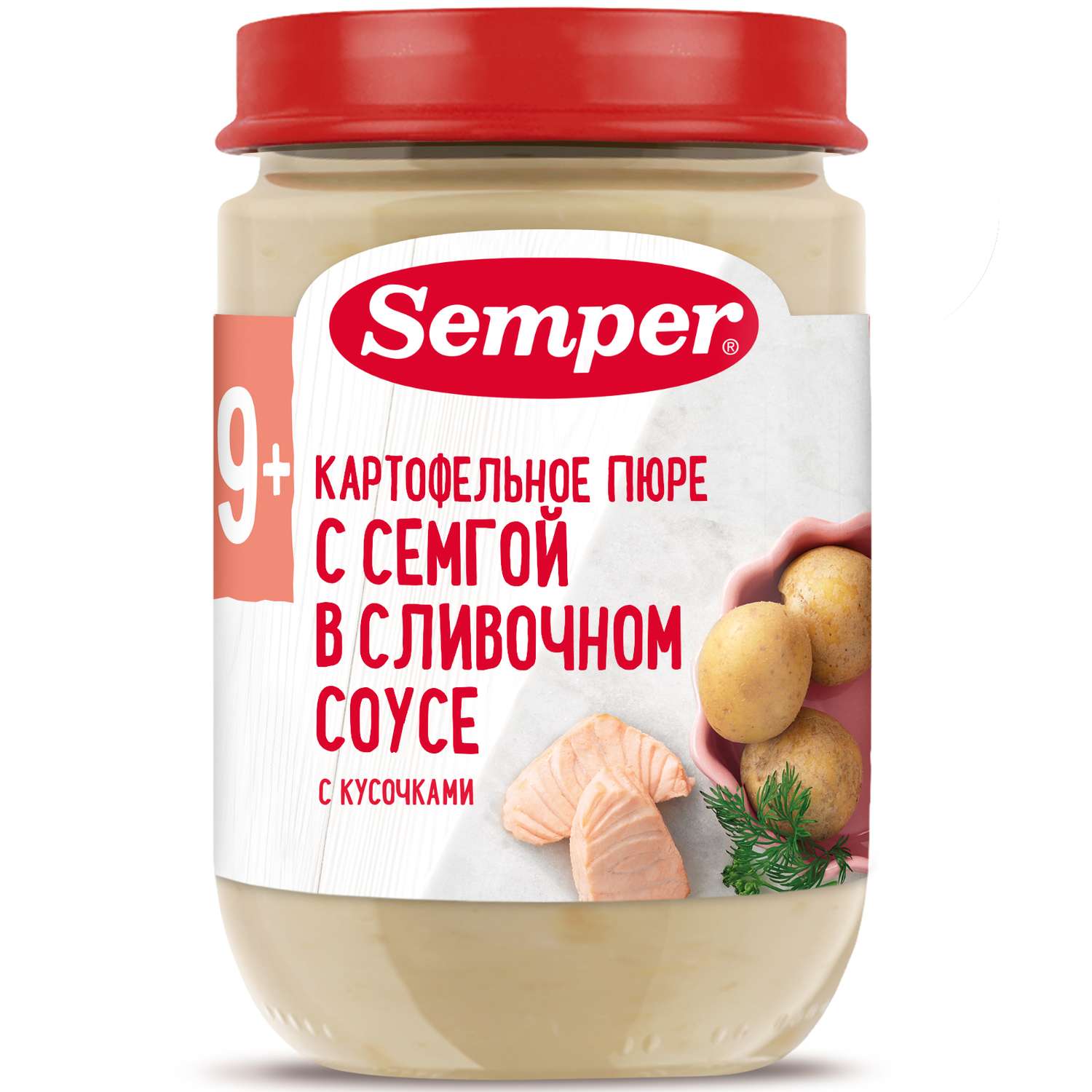 Пюре Semper картофель-семга-сливочный соус 190 г с 12 месяцев - фото 1