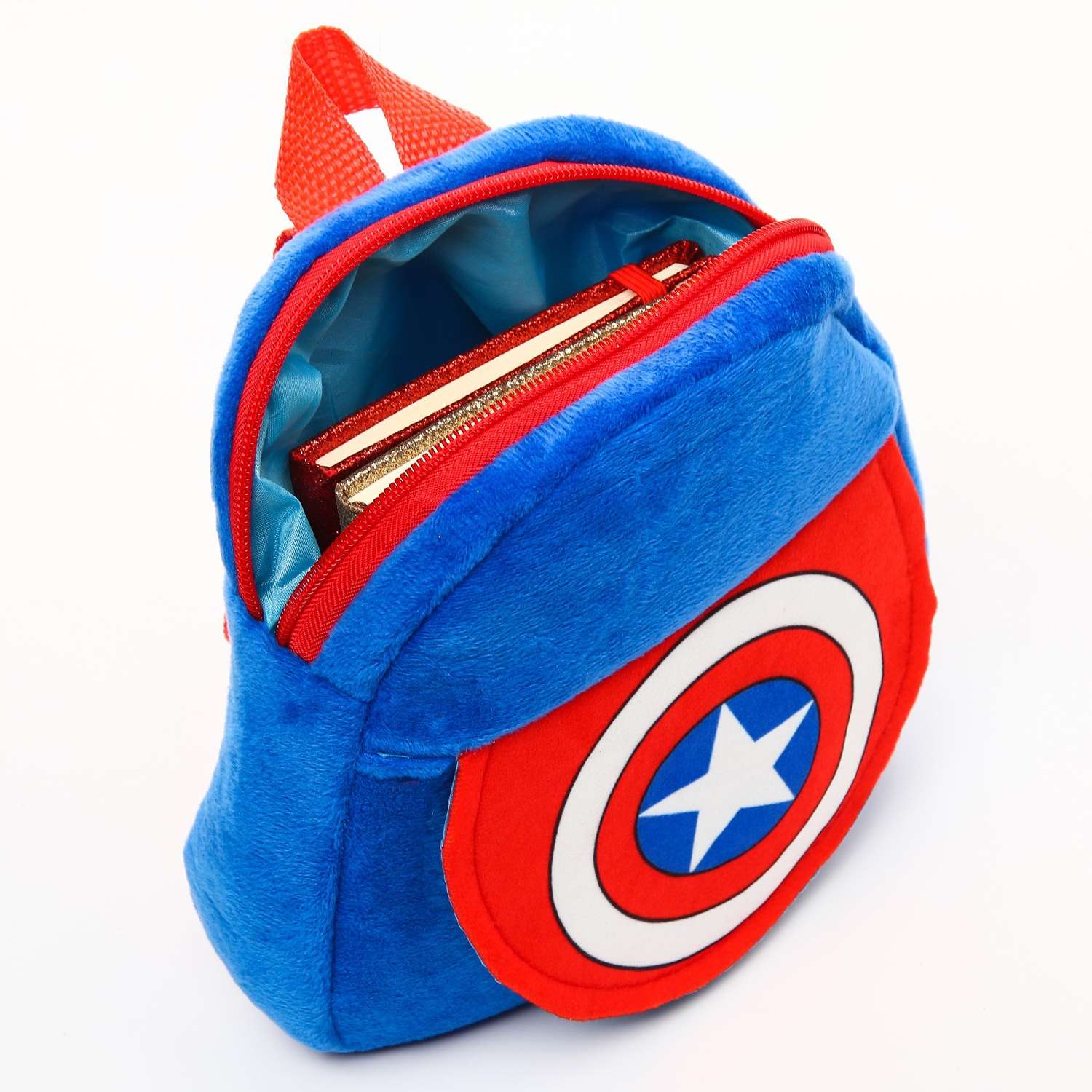 Рюкзак MARVEL плюшевый «Капитан Америка» на молнии с карманом 19х22 см Мстители - фото 3