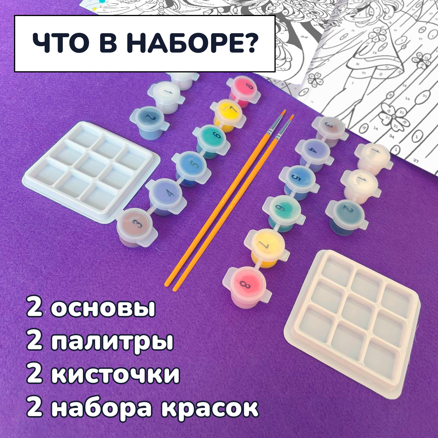 Картина по номерам LORI в стиле аниме Влюблённая девушка на картонной основе 2 шт - фото 4