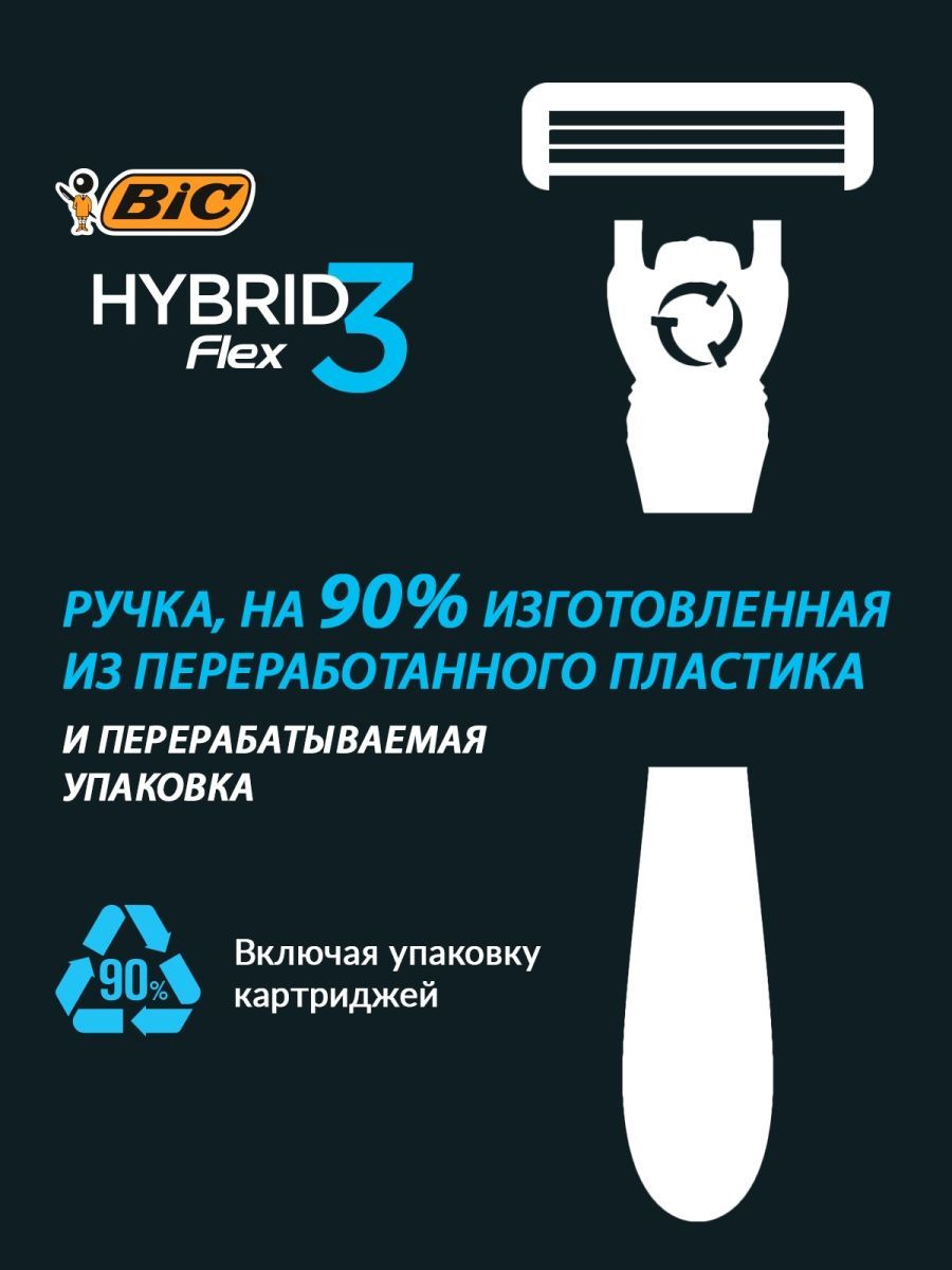 Бритва мужская BIC Hybrid 3 Flex - фото 6