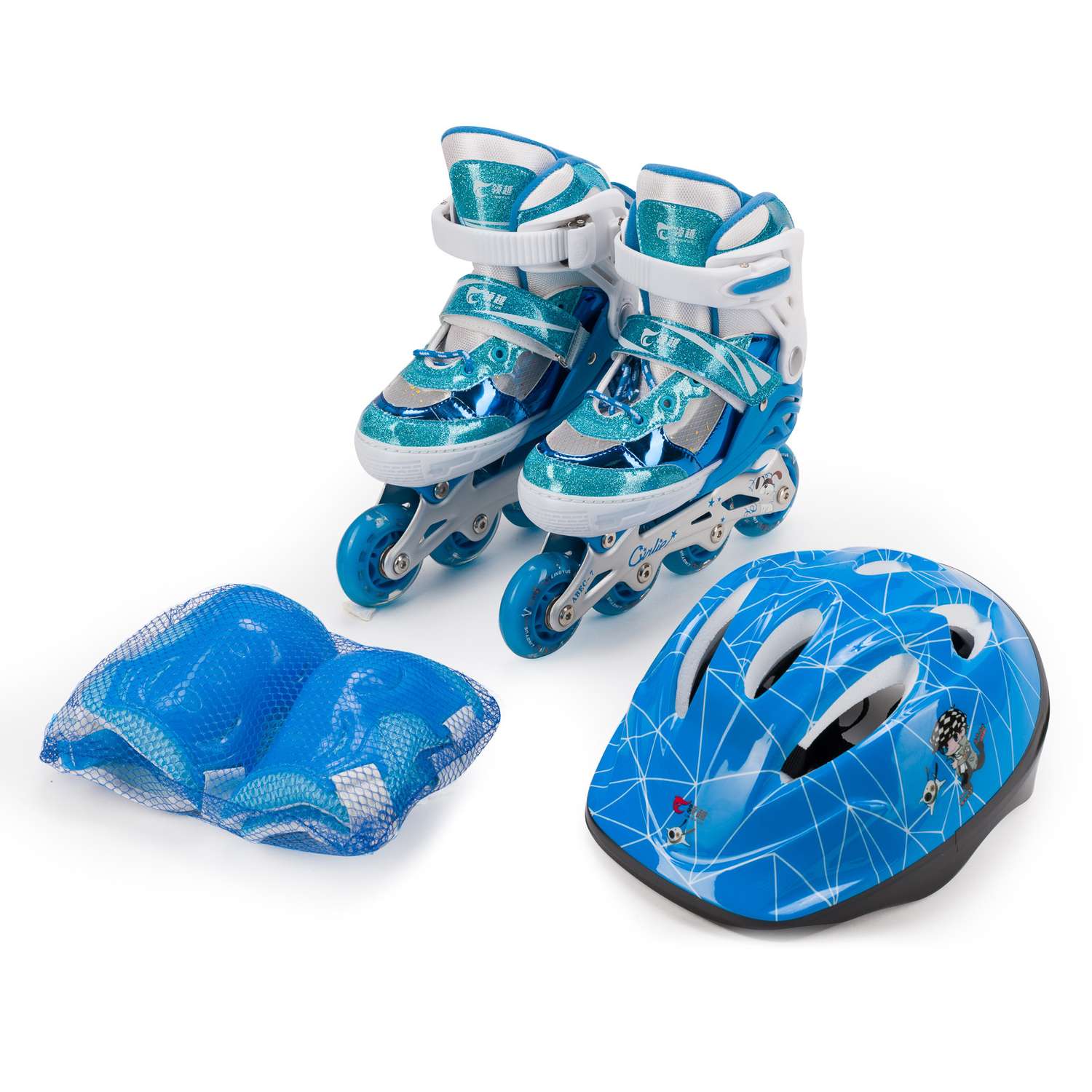 Набор SXRide ролики шлем и защита YXSKB05 синие размер S 31-34 - фото 1