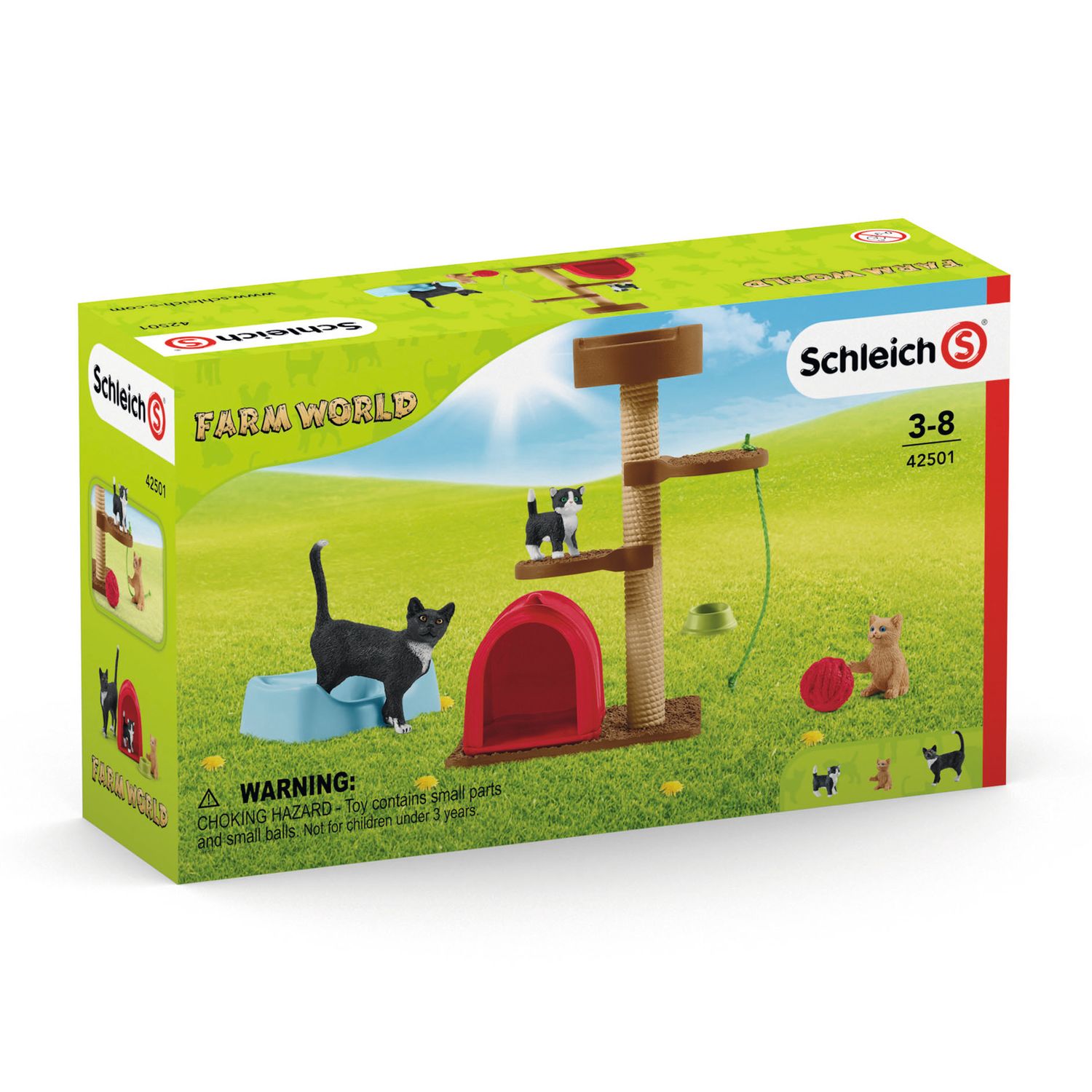 Набор SCHLEICH Игровой комплекс для кошки и котят 9предметов 42501 купить  по цене 99 ₽ в интернет-магазине Детский мир