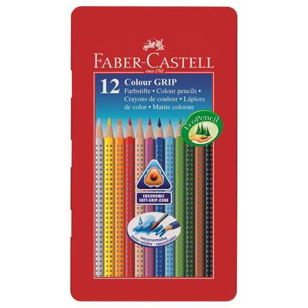 Цветные карандаши Faber Castell GRIP 2001 в металлической коробке 12 шт.