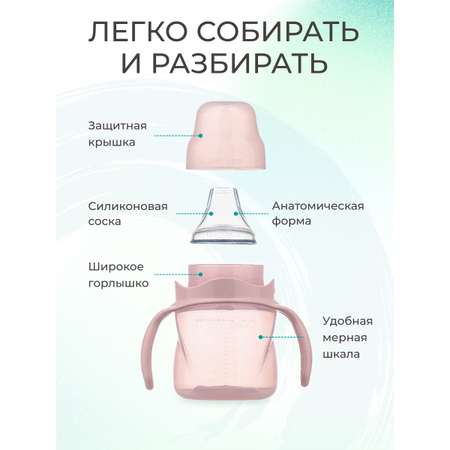 Поильник Mamajoo антиколиковый непроливайка с ручками 160 мл 6+ месяцев powder pink