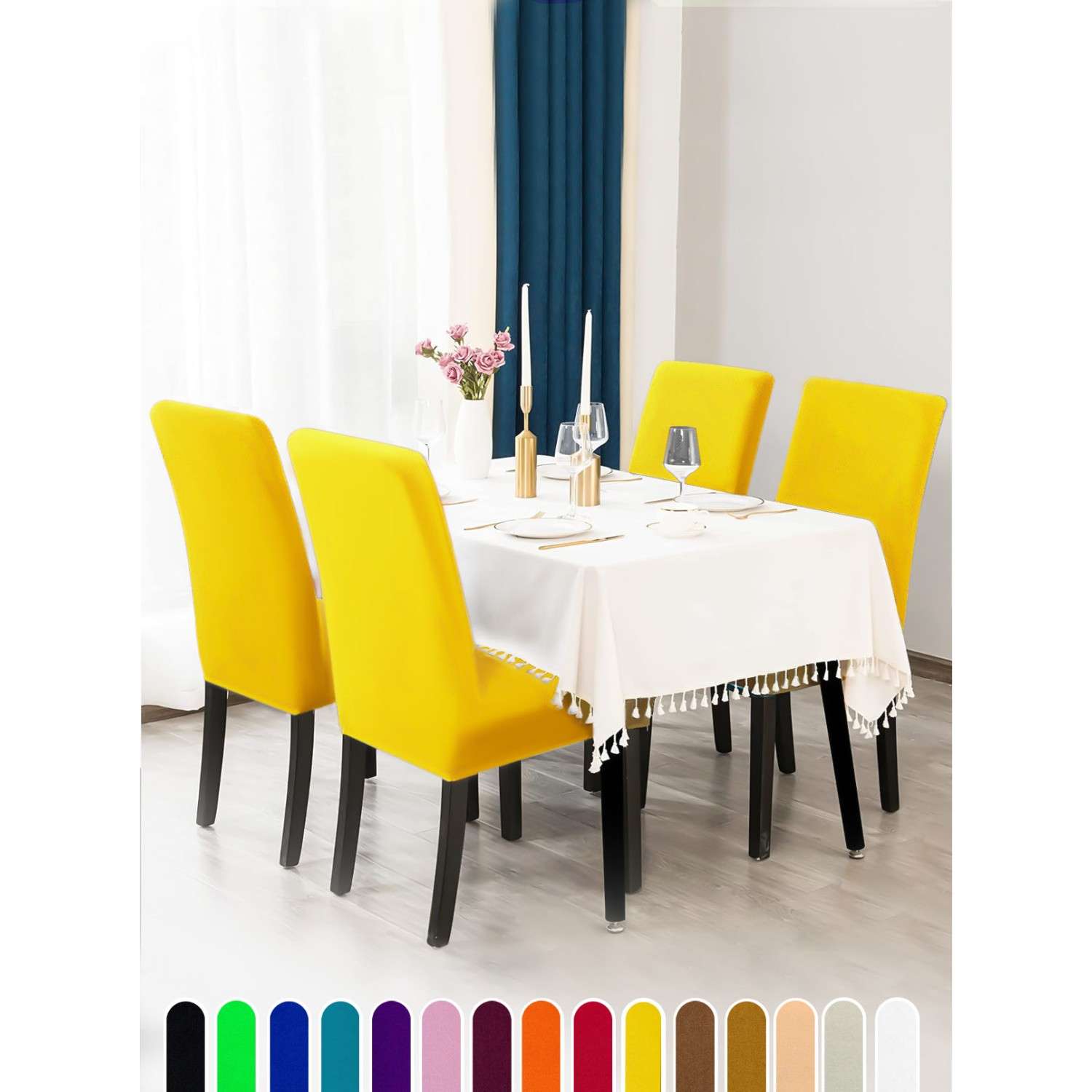 Чехол на стул LuxAlto Коллекция Jersey цвет желтый - фото 4
