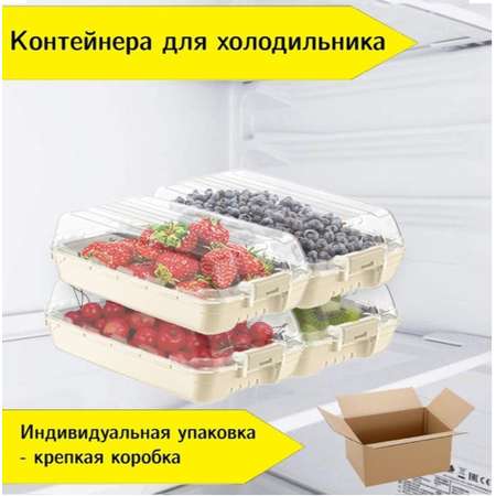Контейнер для холодильника Дунья Догуш пластик Молочный 4 шт