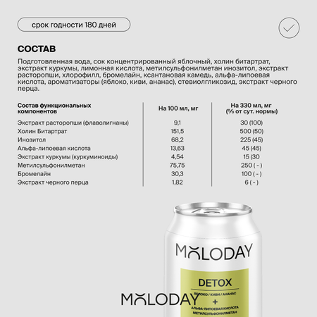 Функциональный напиток MOLODAY Функциональный напиток Detox