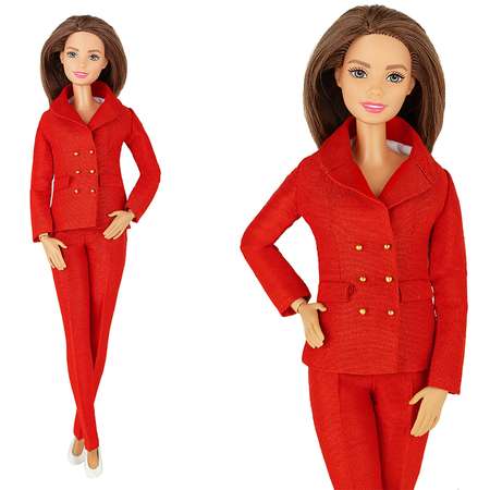Шелковый брючный костюм Эленприв Красный для куклы 29 см типа Барби