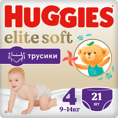 Подгузники-трусики Huggies Elite Soft 4 9-14кг 21шт
