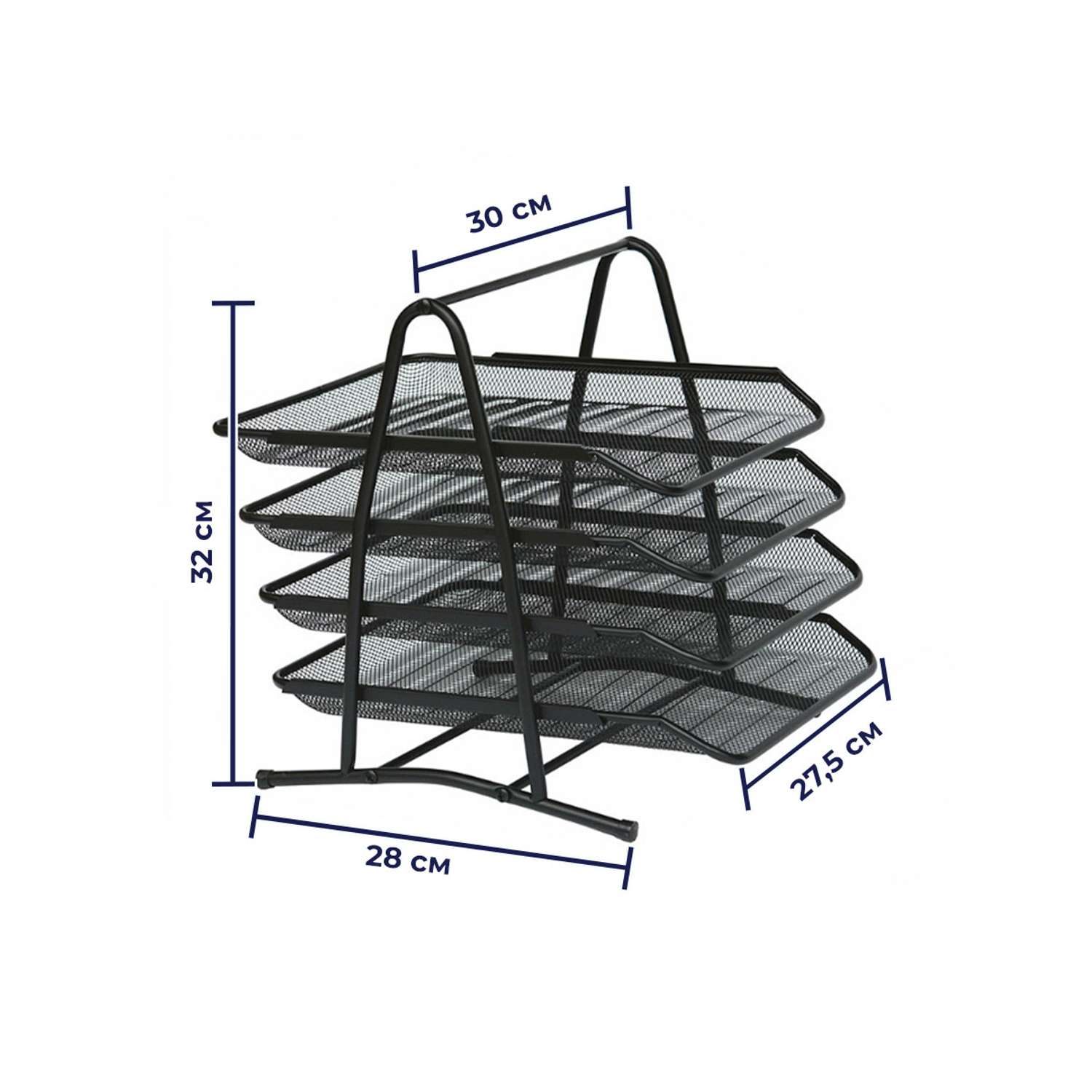 Лоток для бумаг SOKOLTEC горизонтальный 4 секции металл черный - фото 2