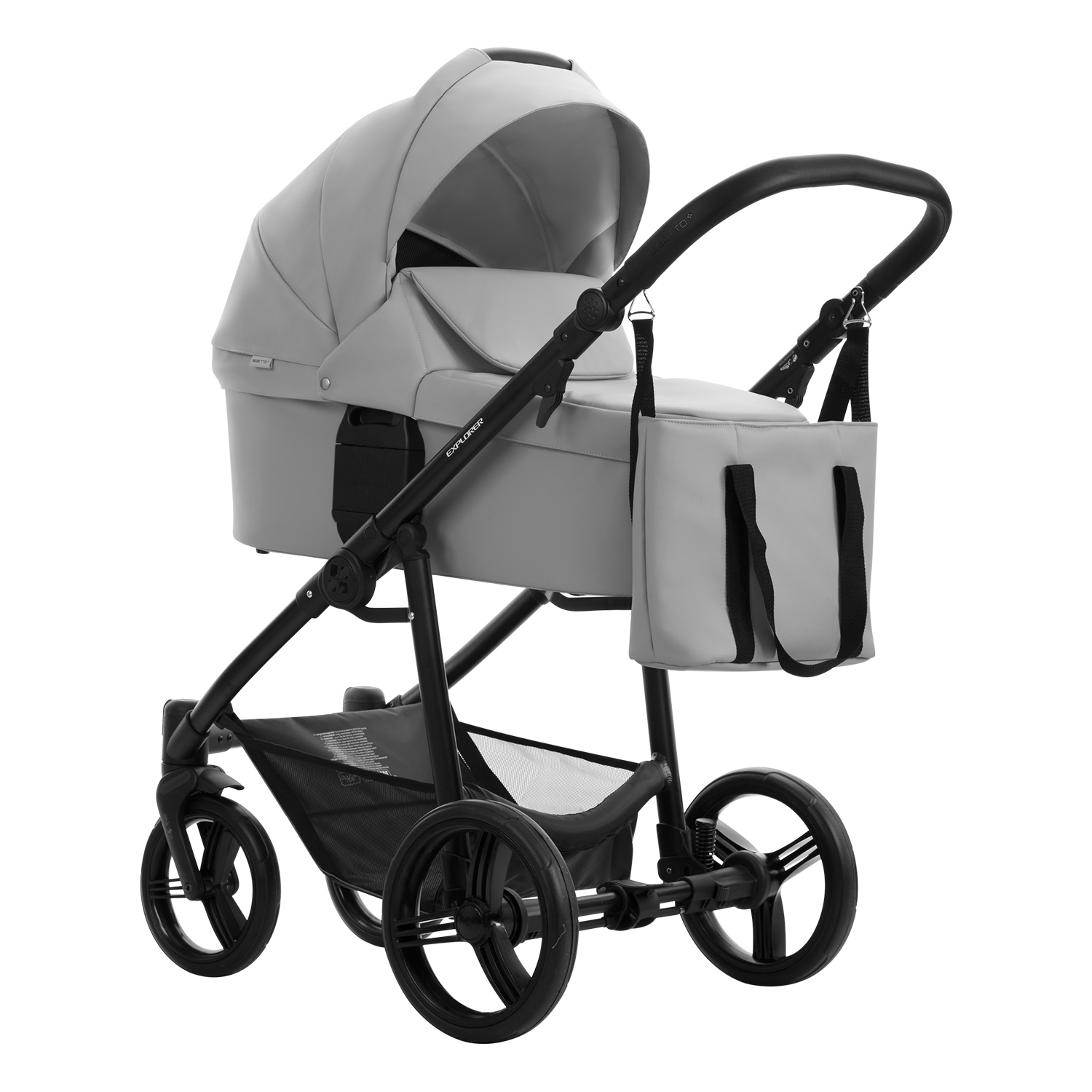 Коляска 2в1 Bebetto Explorer Air Pro экокожа шасси Черное 02 - фото 1