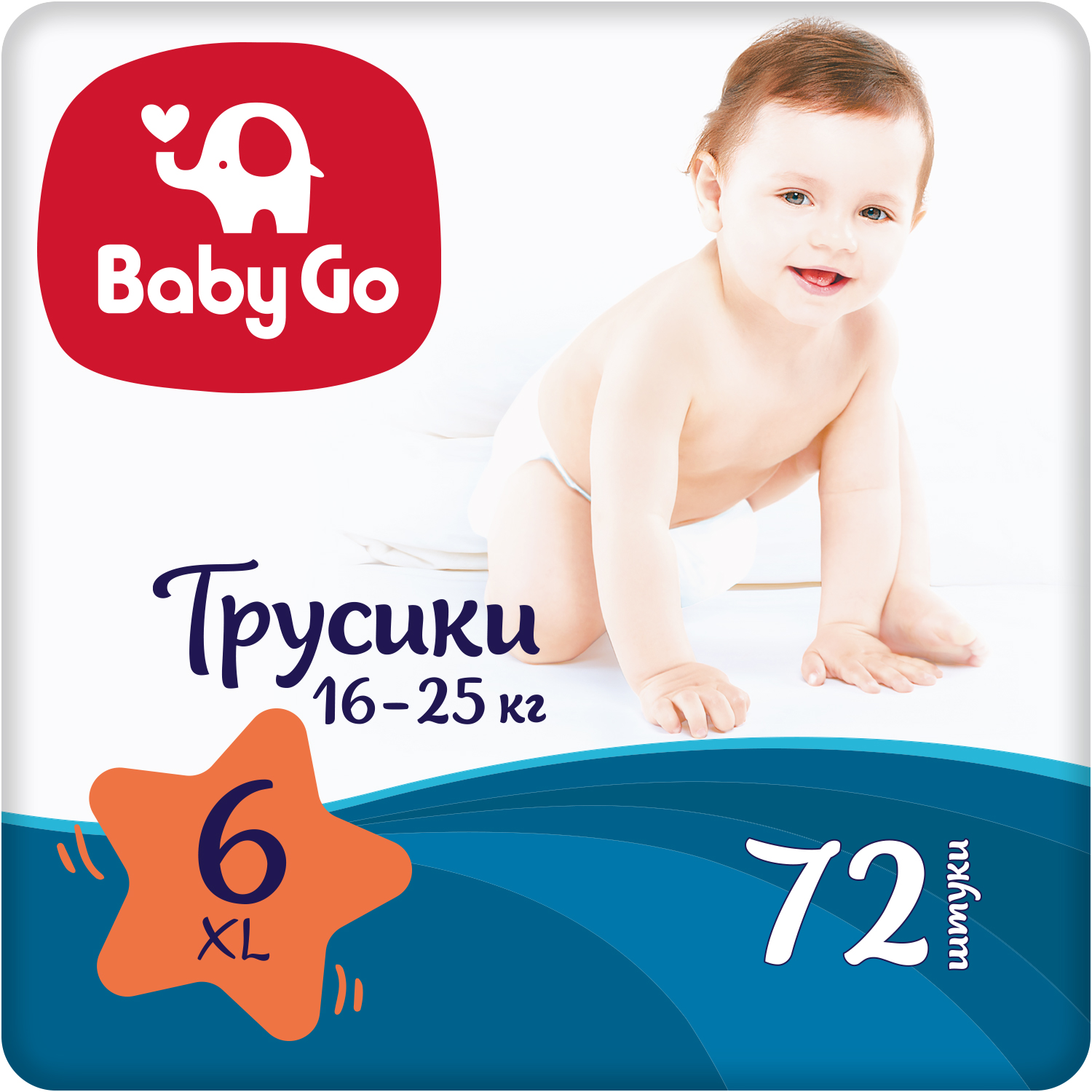 Трусики BabyGo 72 шт. XL 16-25 кг - фото 1