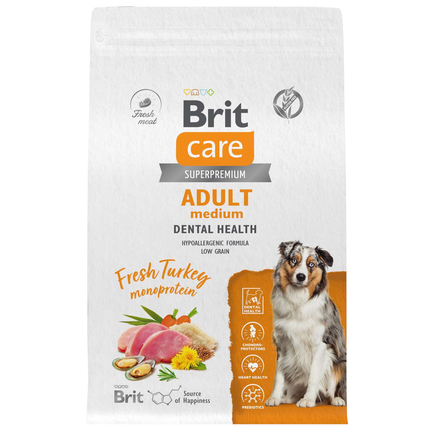 Корм для собак Brit Care 3кг взрослых средних пород с индейкой - фото 3
