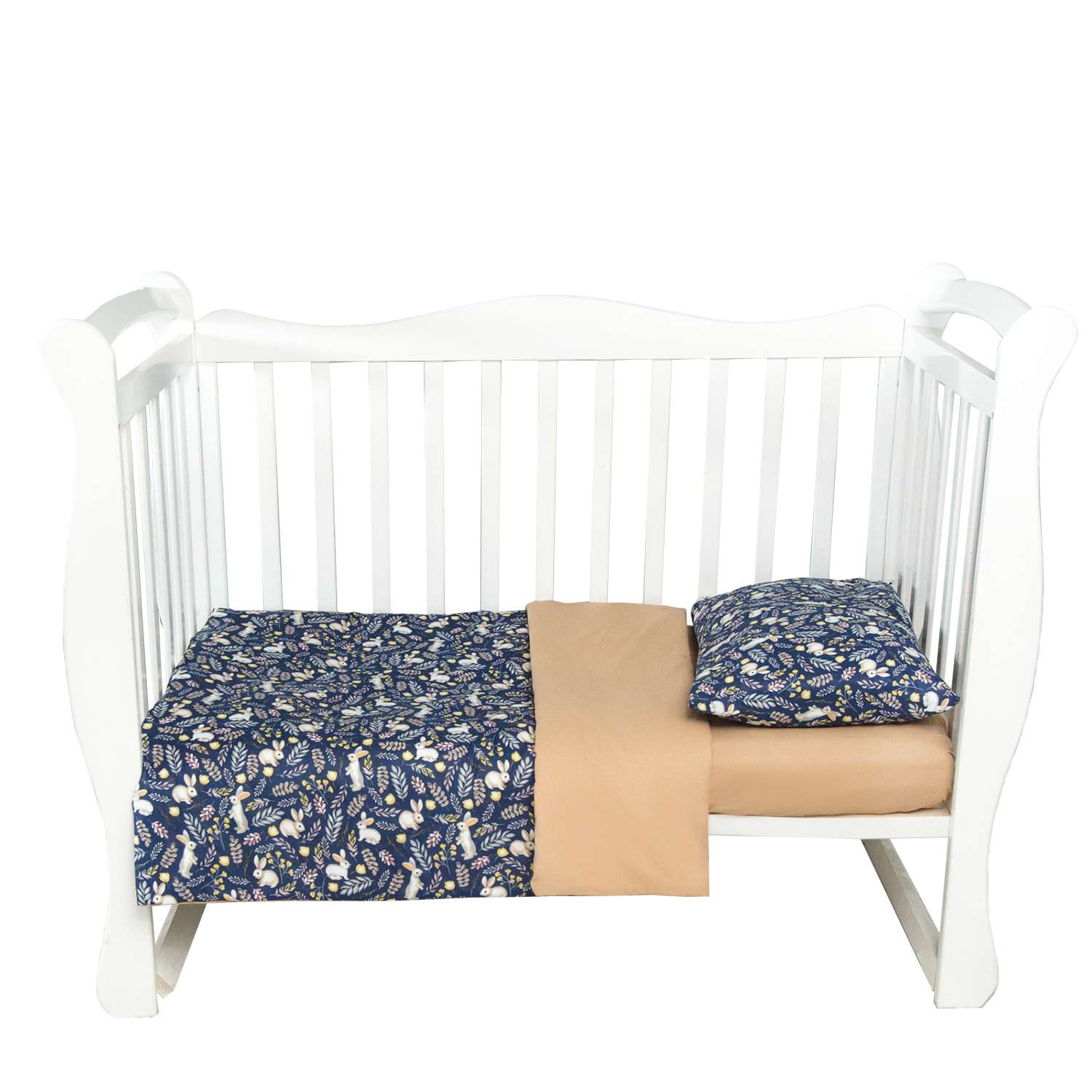 Комплект постельного белья Amarobaby Baby Boom Зайчики 3предмета Синий - фото 1