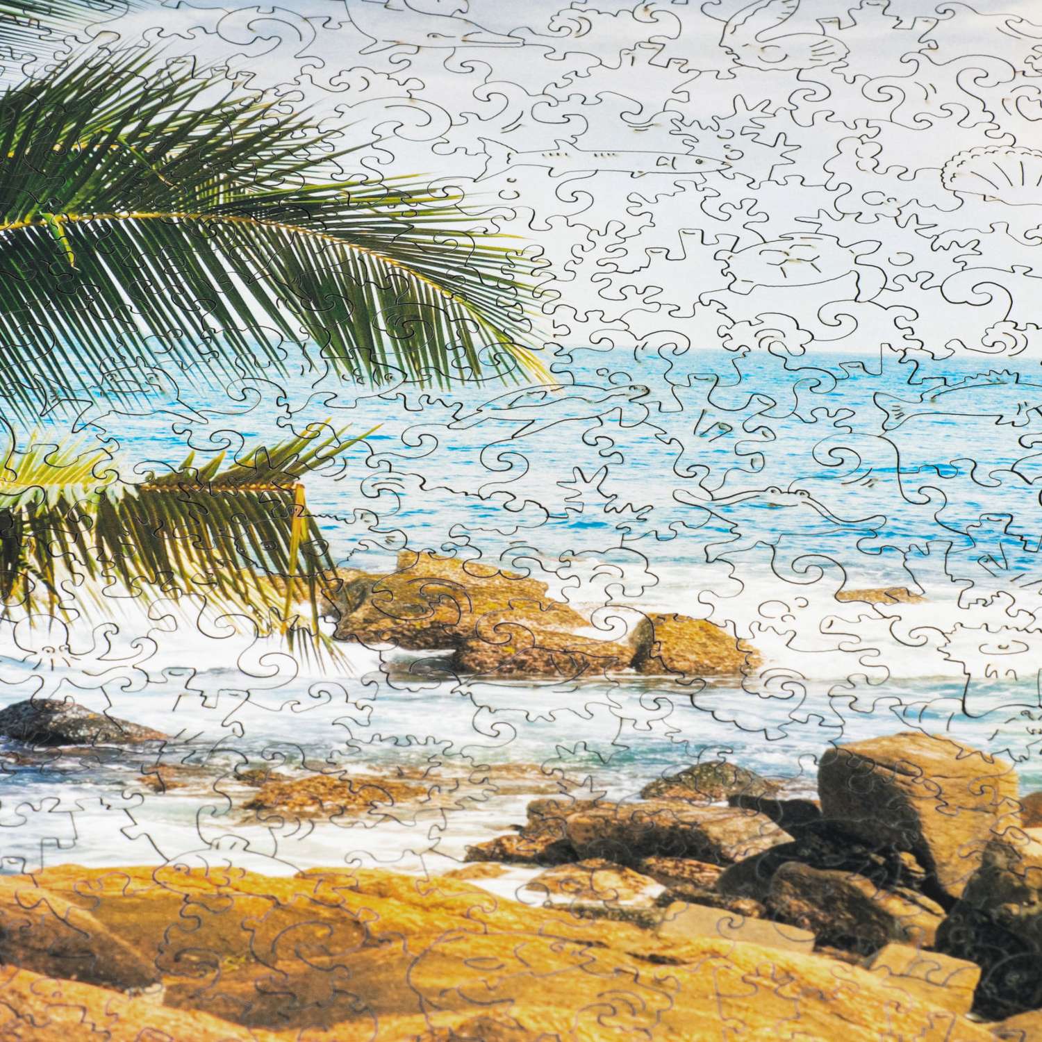 Пазл деревянный UNIDRAGON Тропический Пляж 43x30 см 500 деталей - фото 4