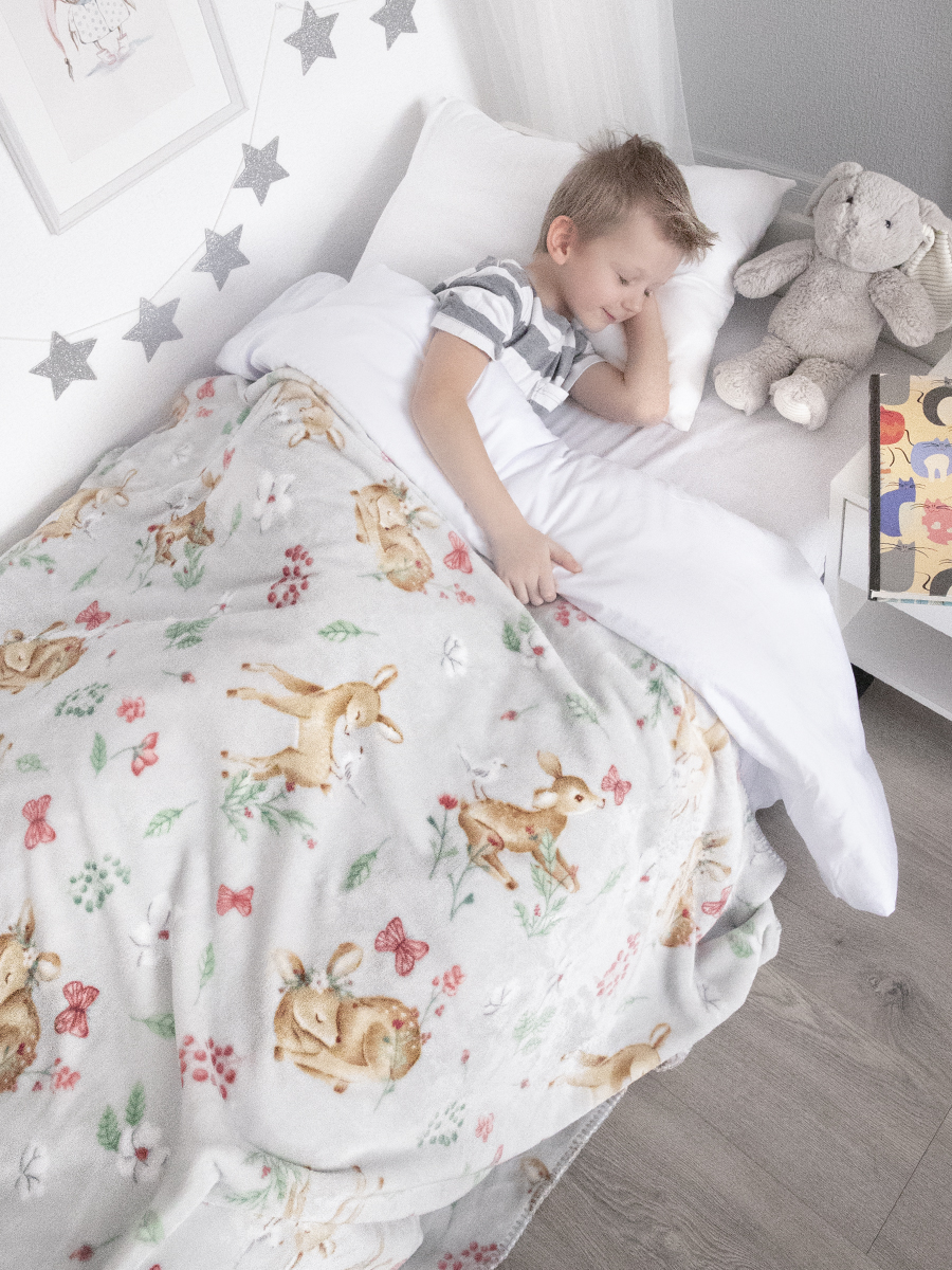 Плед на кровать Baby Nice MICRO FLANNEL Оленята серый 150х200 - фото 5