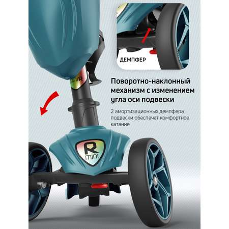 Самокат трехколесный Alfa Mini Buggy Boom с корзинкой и подстаканником бирюзовый