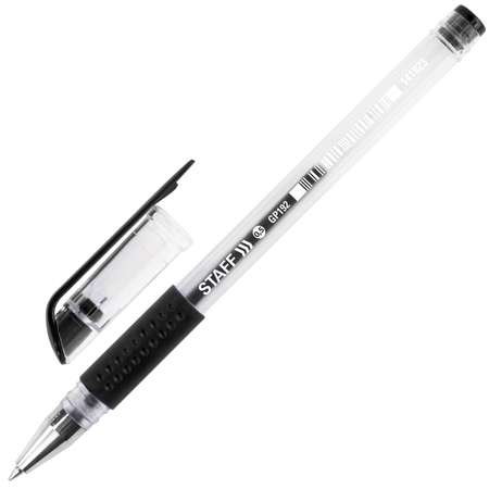 Ручки гелевые Staff с грипом 12 штук черные