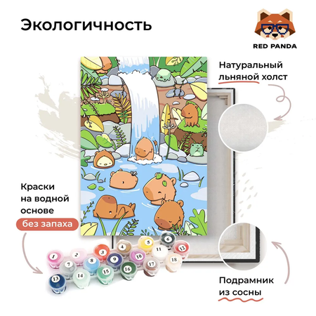 Картина по номерам 30*40 Red Panda Капибары на источниках