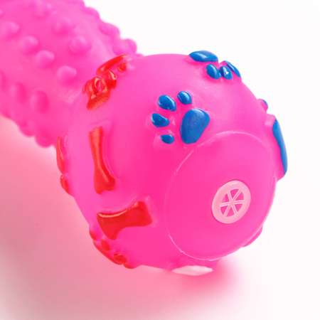 Игрушка Пижон пищащая «Гантель с лапками» для собак 13 см розовая