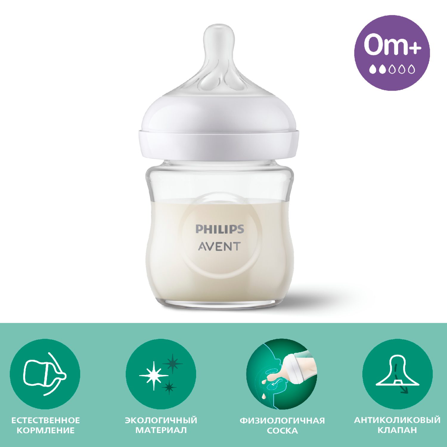 Бутылочка для кормления Philips Avent Natural Response 120мл с 0месяцев  SCY930/01 купить по цене 1309 ₽ в интернет-магазине Детский мир