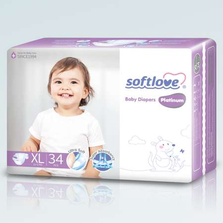 Подгузники Softlove детские размер XL 12-17кг 34шт