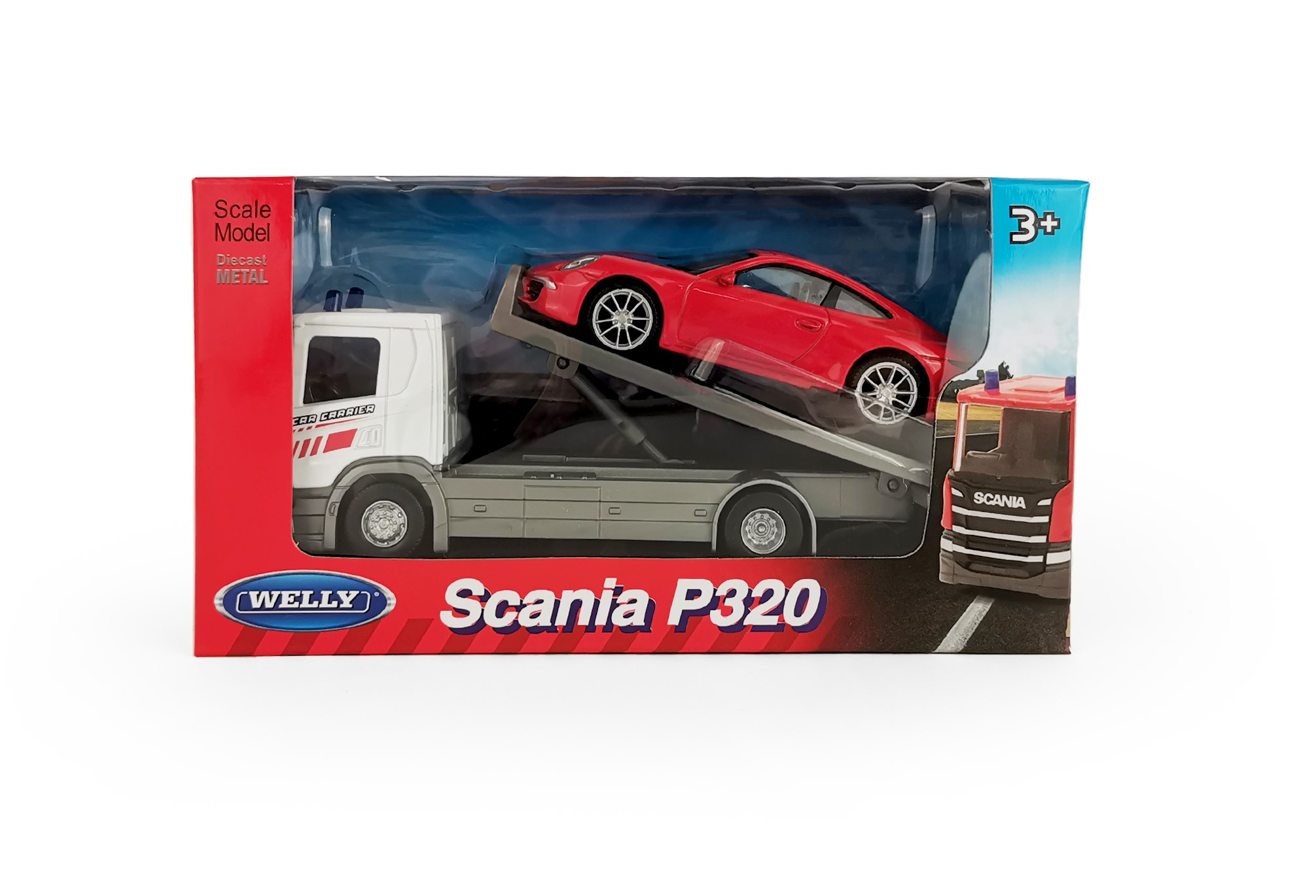 Набор WELLY Модели машин грузовик Scania 1:57 и Porsche 911 Carrera S 1:43