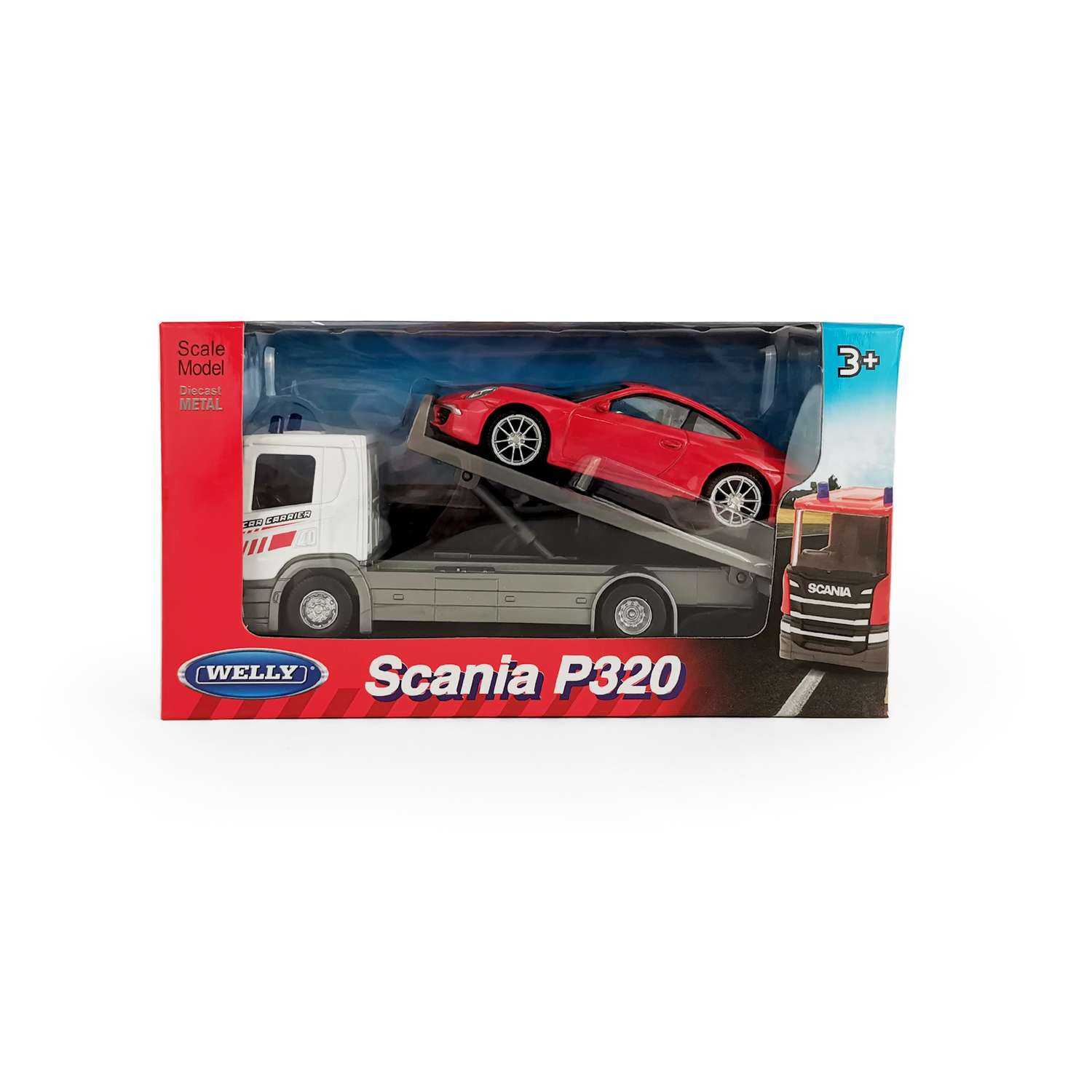 Набор WELLY Модели машин грузовик Scania 1:57 и Porsche 911 Carrera S 1:43 92662-2GW(C) - фото 1