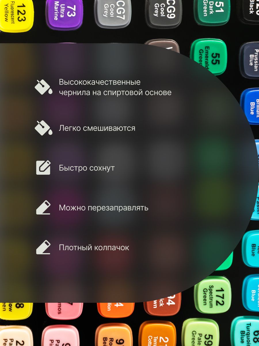 Двусторонние спиртовые маркеры PICTORIA для скетчинга и творчества 72 цвета - фото 4