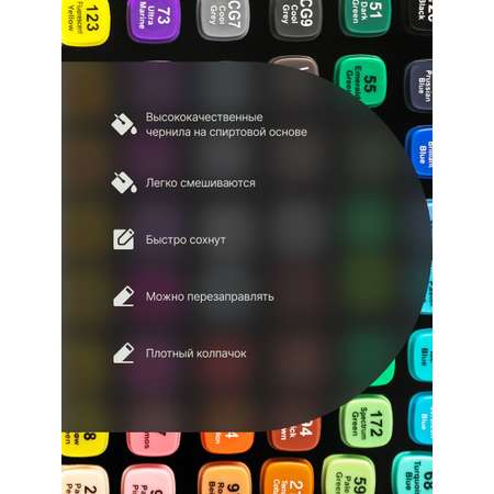 Двусторонние спиртовые маркеры PICTORIA для скетчинга и творчества 72 цвета
