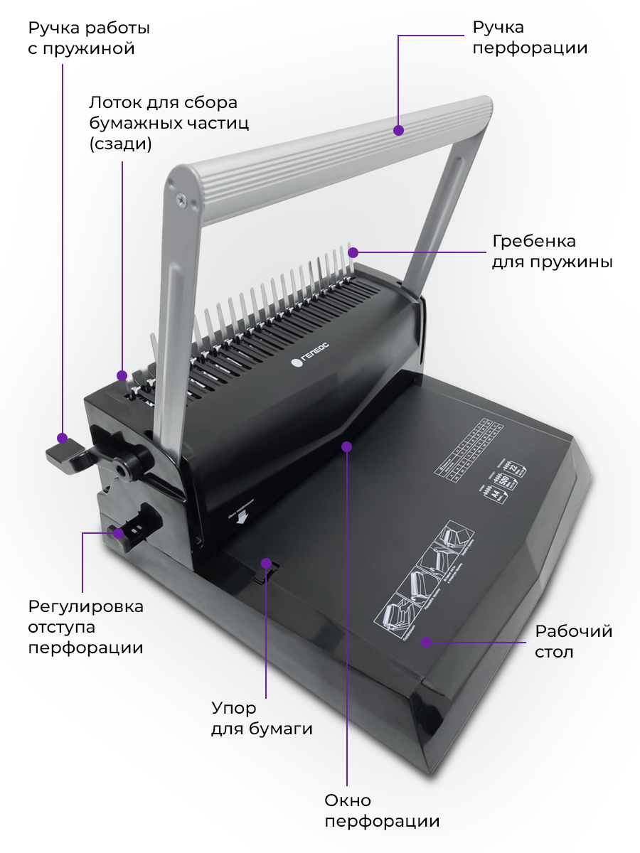 Брошюратор ГЕЛЕОС переплетчик БП-22 пробивает до 22 листов - фото 3