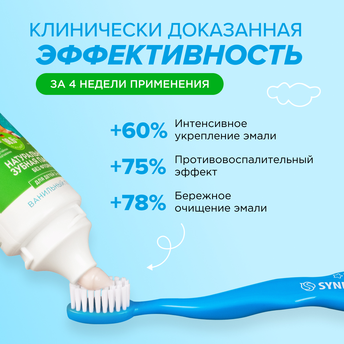 Зубная паста SYNERGETIC Ванильный пломбир детская 50 гр 2 шт - фото 7