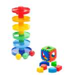 Развивающие игрушки БИПЛАНТ для малышей набор Игра Зайкина горка №1 + Сортер кубик логический малый