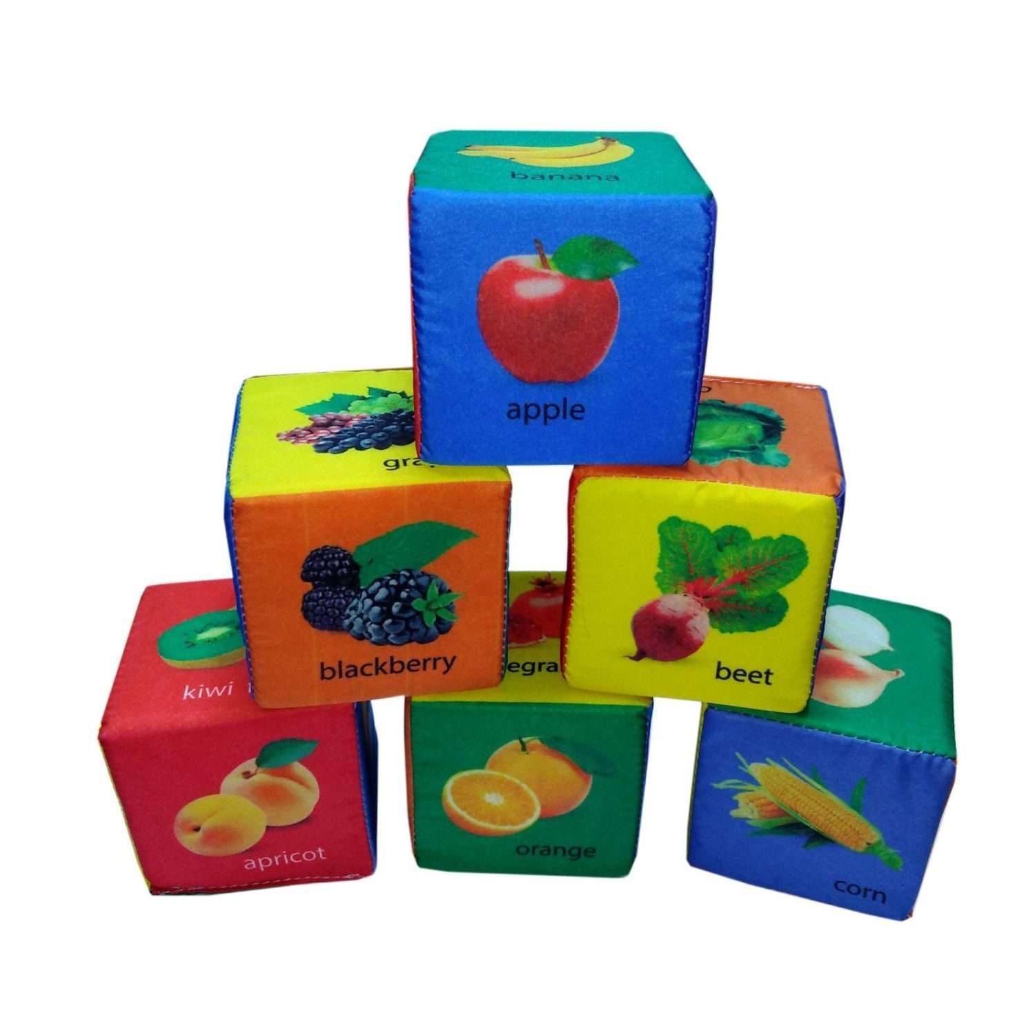 Кубики Учитель Фрукты овощи и ягоды по-английски 6 шт - фото 1