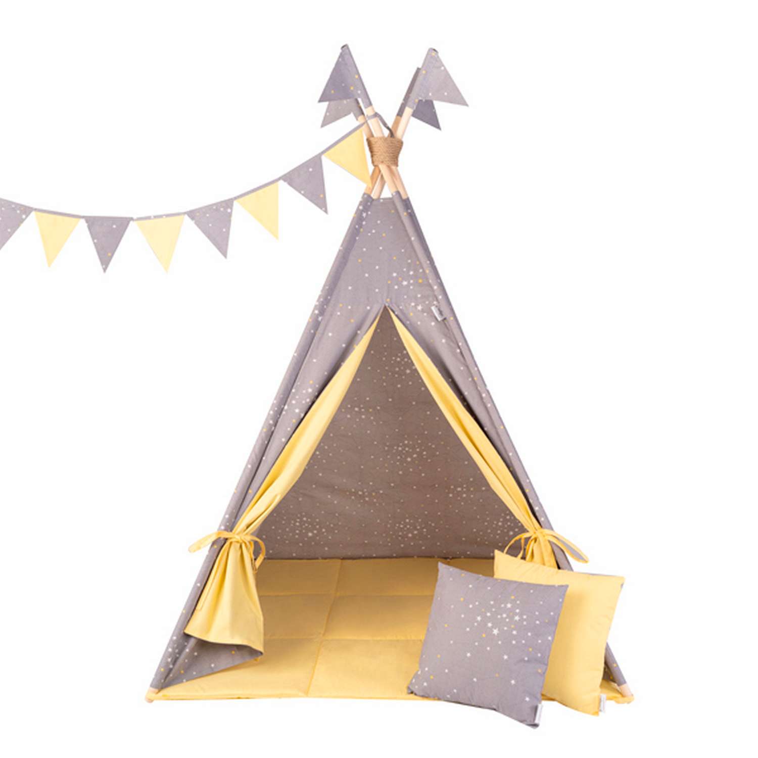 Детская игровая палатка вигвам Buklya Созвездие цв. серый / желтый - фото 3