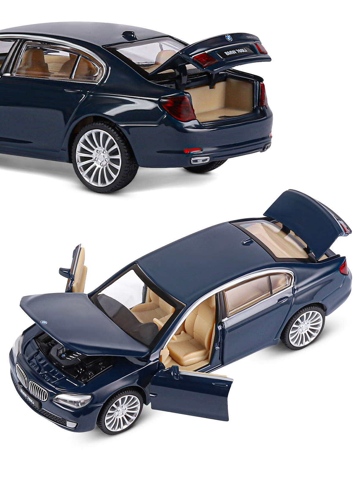 Автомобиль АВТОпанорама BMW 760 LI 1:32 синий JB1251035 - фото 8