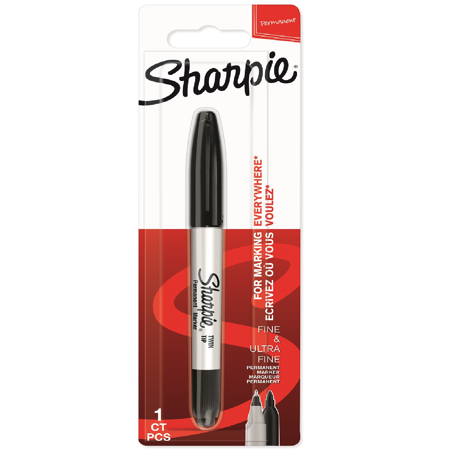 Paper Mate Маркер перманентный с двойным наконечником Sharpie Twin Tip 1мм черный