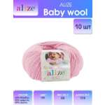 Пряжа для вязания Alize baby wool бамбук шерсть акрил мягкая 50 гр 175 м 185 пастельно-розовый 10 мотков