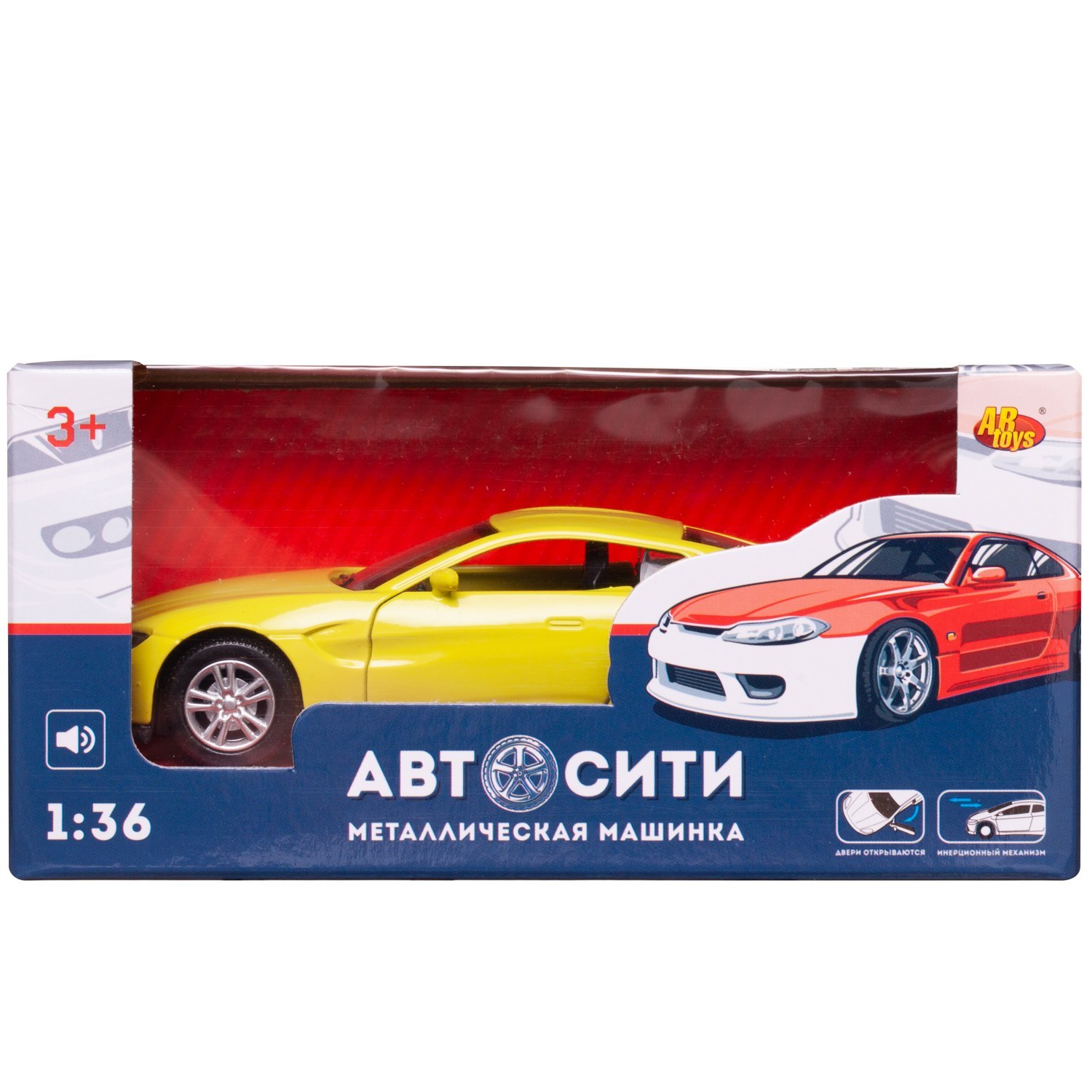 Автомобиль Abtoys АвтоСити 1:36 инерционный желтый C-00524/желтая - фото 2