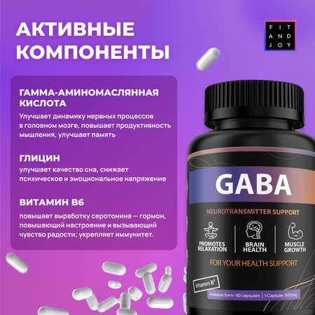 Витамины gaba капсулы габа FIT AND JOY гамма аминомасляная кислота