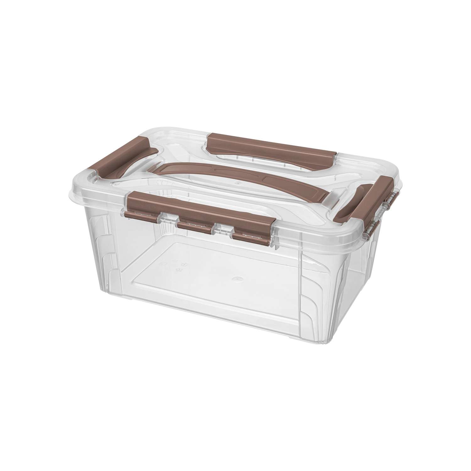 Ящик для хранения Econova универсальный с замками и ручкой Grand Box 4200 мл коричневый - фото 1