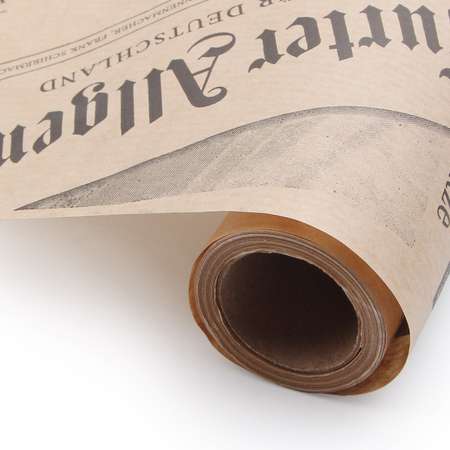 Бумага Айрис крафтовая упаковочная для подарков букетов Газета 40г/м2 70 см 10 м черный