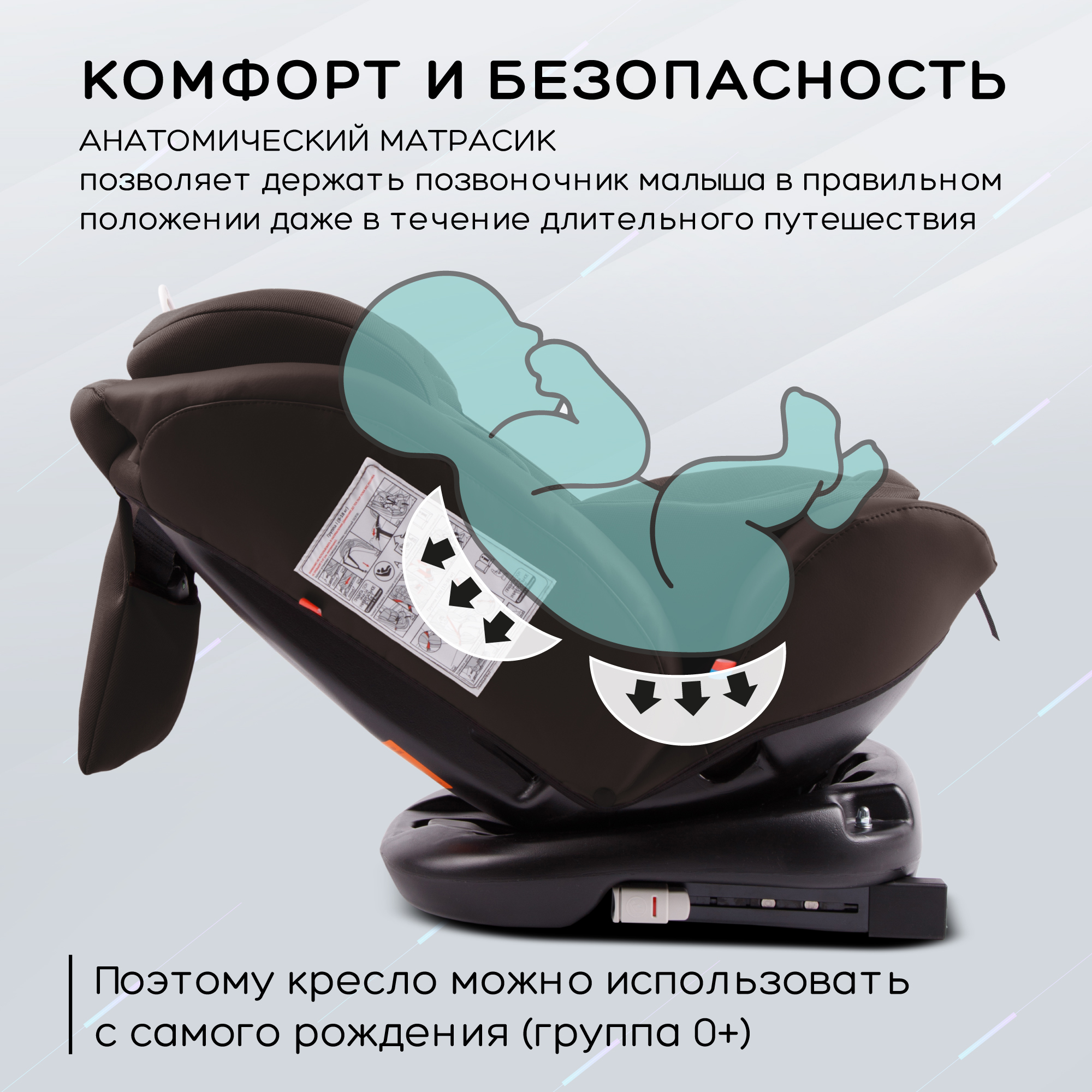 Автокресло Amarobaby Brilliant Isofix класс D группа 0+/1/2/3 Коричневый - фото 6